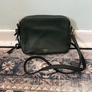 Fossil Leather Crossbody, Dark Green